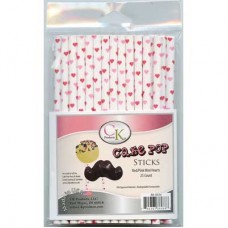 Lollipop Sticks - Paper Straws - Pink & Red Hearts - by CK Products