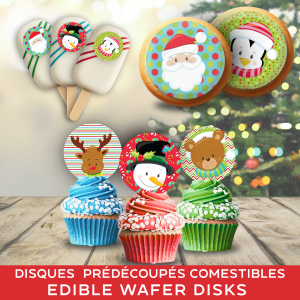 Disque Comestible - Visages de Noël (Renne, Bonhomme de neige, Ours, Pingouin & Père Noël) Disque Comestible - Visages de Noël (Renne, Bonhomme de neige, Ours, Pingouin & Père Noël)