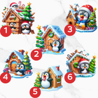 Image Comestible - Pingouins de Noël & Maisons Enneigées