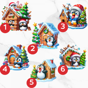 Image Comestible - Pingouins de Noël & Maisons Enneigées