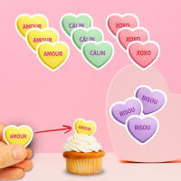 Topper Comestible Saint-Valentin - Coeurs Conversation