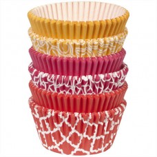 Paper Baking Cups Orange, Pink & Red Geo Liners by Wilton